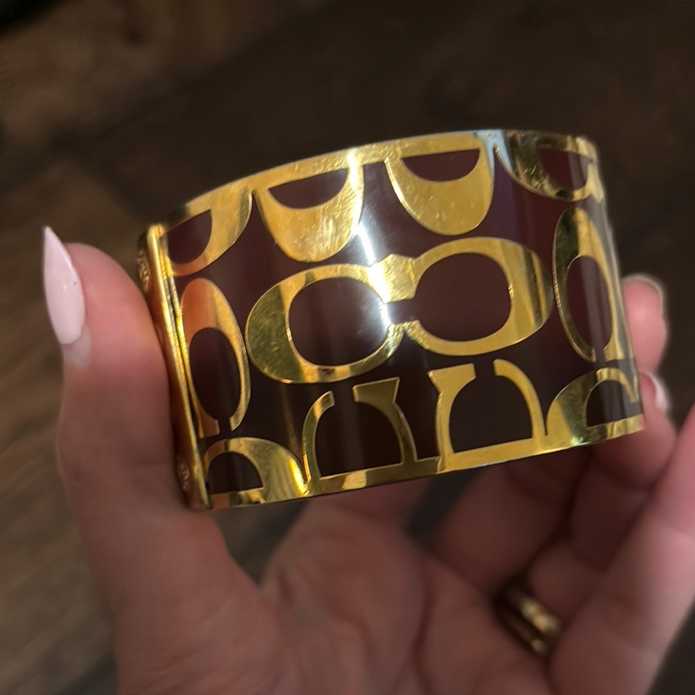 Coach Gold and Brown Cuff Bracelet